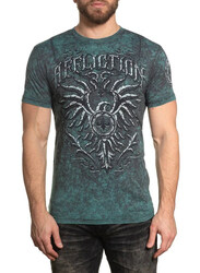 Affliction Concrete And Fire Short Sleeve T-Shirt, Small, Teal Lava