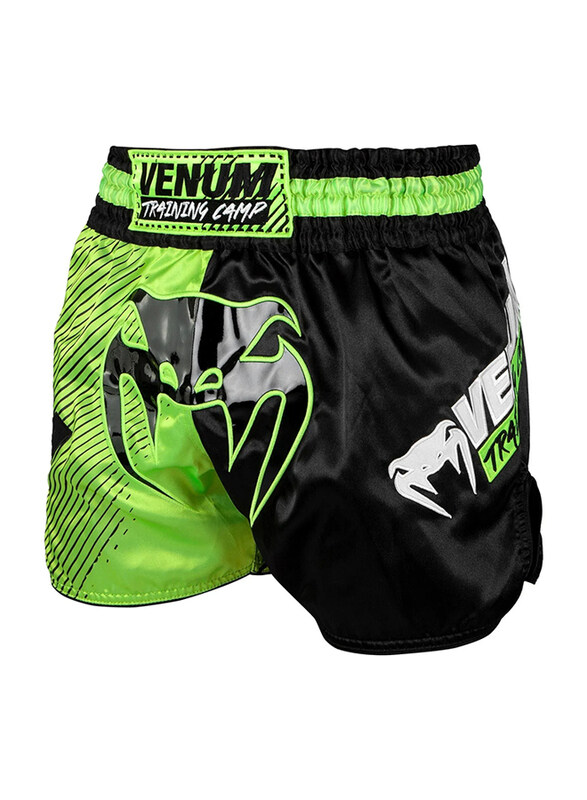 

Venum Training Camp Muay Thai Shorts For Men, Large, Black/Neon Yellow
