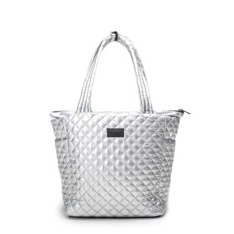 Vooray Naomi Tote Bag Quilted Silver Standard
