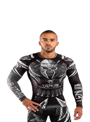 Venum Gldtr 4.0 Rashguard Long Sleeves T-shirt for Men, Medium, Black/White