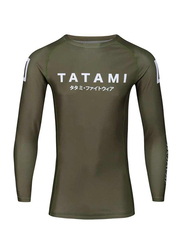 Tatami Katakana Rash Guard Long Sleeve T-shirt for Men, L, Khaki