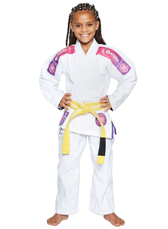 Atama M3 Ultra Light Kids Kimono for Girls, White/Pink