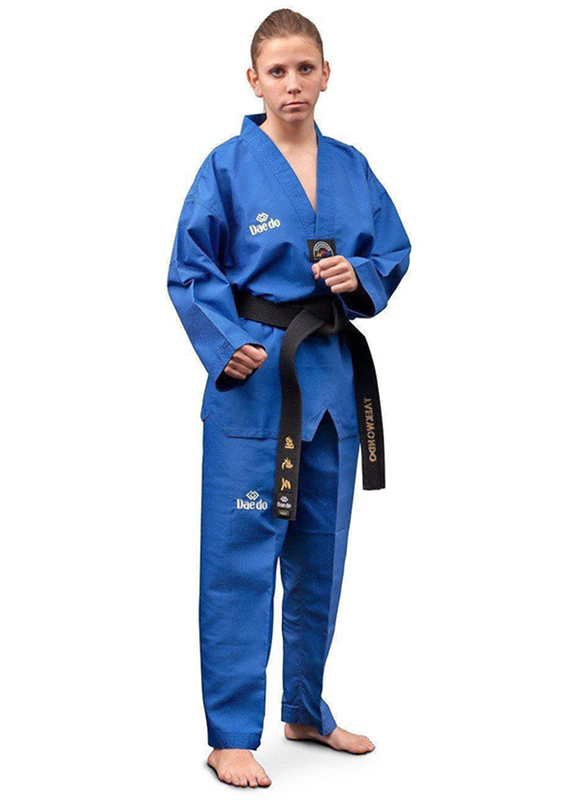 Daedo Size 1 WTF Seoul Style Dobok with Black Collar, Blue
