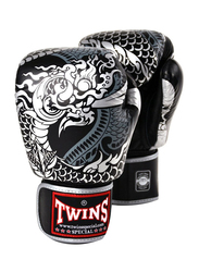 Twins Special 10-oz FBGVL3 Fancy Boxing Gloves, Silver/Black