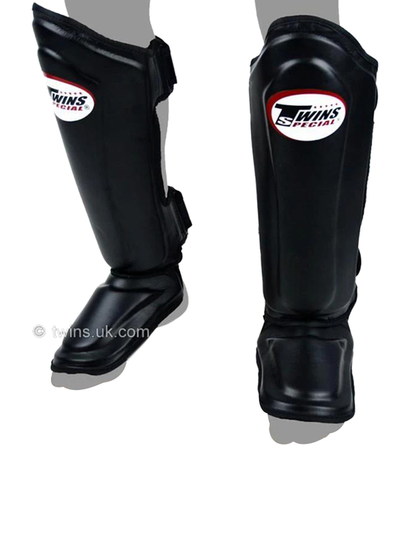 Twins Special Large SGL-10 Leather Double Padded Shin Guards, Black