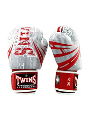 Twins 10-oz Fancy Boxing Gloves, FBGVL3, Red/White