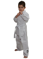 Tatsu Dragon 5/180 Karate Uniform with Black Dragon Print, White