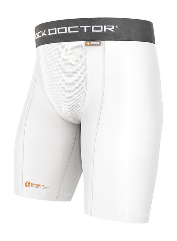 

Shock Doctor Cup Pocket Compression Sports Shorts for Boys, Small, White