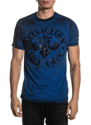 Affliction Divio Dare Sapp Short Sleeve T-Shirt, Small, Blue