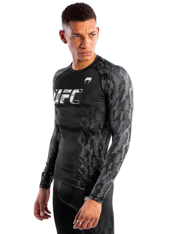 Venum UFC Authentic Fight Week Performance Rashguard Long Sleeves T-Shirt for Men, Extra Large, Black