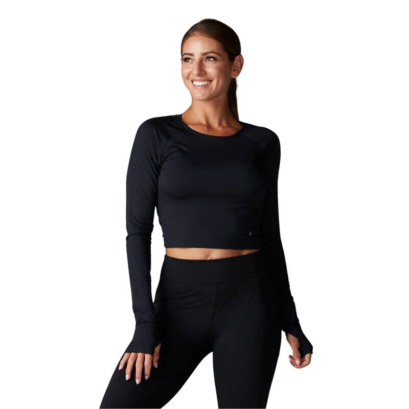 Favorite Long Sleeve Crop Tee Ebony Xsmall