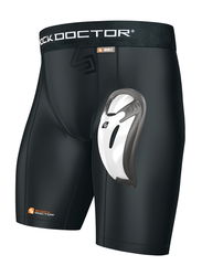 Shock Doctor Bio-Flex Cup Compression Sports Shorts for Boys, Large, Black