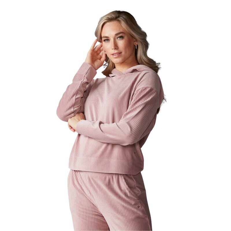 

Tavi Brushed Rib Pullover Hoodie Primrose Large