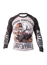 Tatami Thinker Monkey Rash Guard Long Sleeve T-shirt for Men, S, Black/White