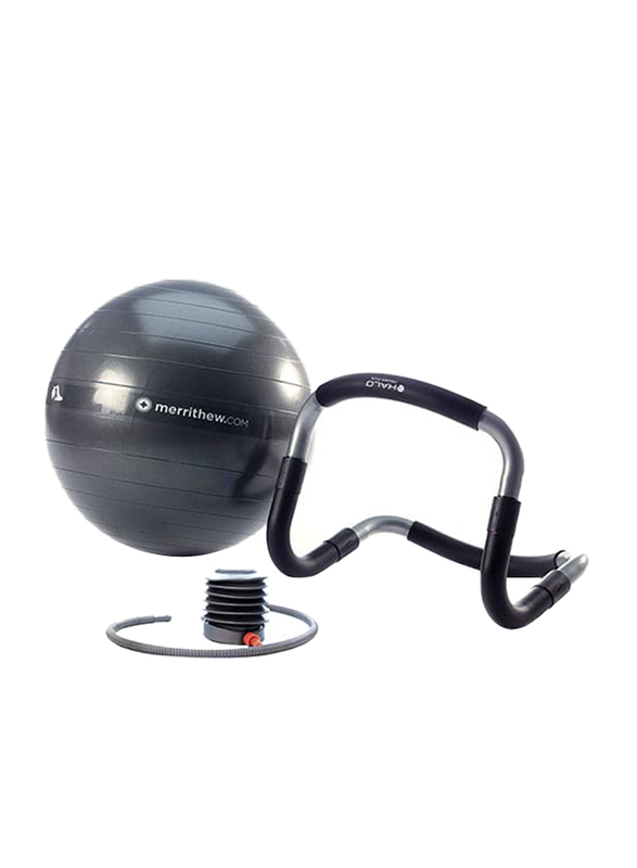 Merrithew Halo Trainer Plus with Stability Ball & Pump, 55cm, Grey/Black