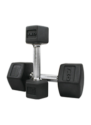 TKO Hex Dumbbells, 75LBS Pair, Black/Silver