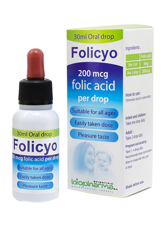 Folicyo Folic Acid Drops, 200mcg, 30ml