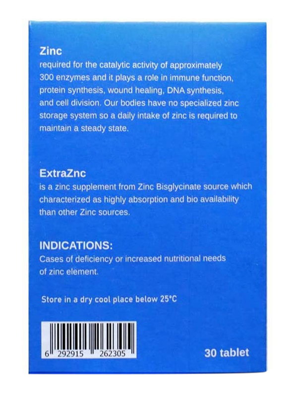 BS2 ExtraZnc Zinc from Zinc Bis Glycinate, 15mg, 30 Tablets