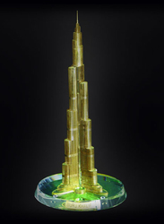 Silver Sword Crystal Gold Plated Burj Khalifa Replica Model, 17.5 x 13 x 34cm, Multicolour