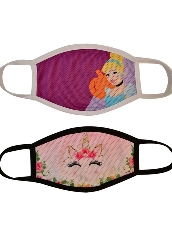 Silver Sword Frozen and Unicorn Face Mask for Kids, Purple/Light Pink, 17cm, 2 Masks