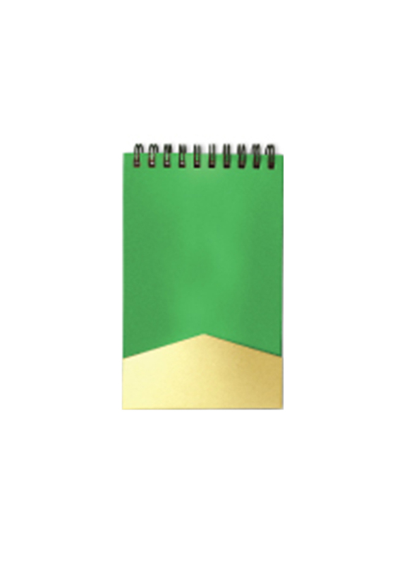 سلفر سورد مفكرة صديقة للبيئة مع قلم, ملصقات ومشبك مغناطيسي، اخضر