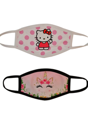 Silver Sword Hello Kitty and Unicorn Face Mask for Kids, White/Light Pink, 17cm, 2 Masks