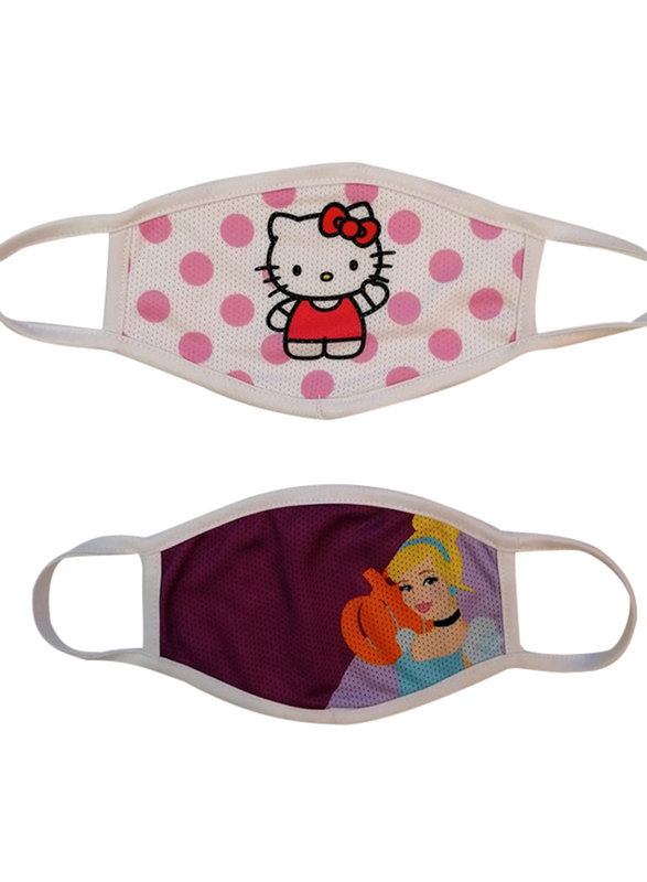 Silver Sword Hello Kitty and Frozen Face Mask for Kids, White/Purple, 17cm, 2 Masks