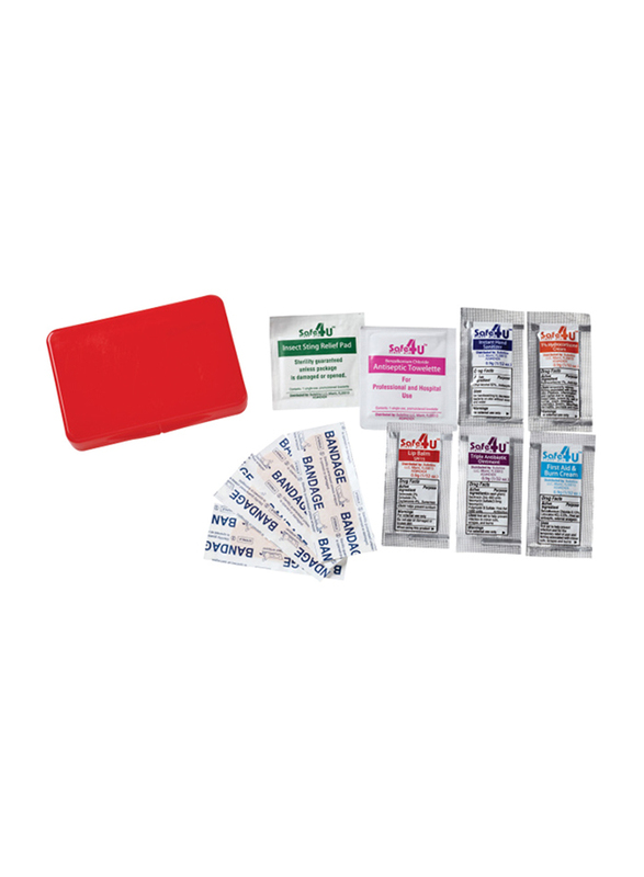 Silver Sword Safe4U Compact First Aid Kit, Red, 11 Pieces