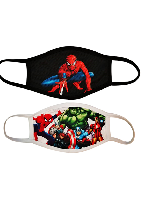 Silver Sword Spiderman and Avengers Face Mask for Kids, Black/White, 17cm, 2 Masks