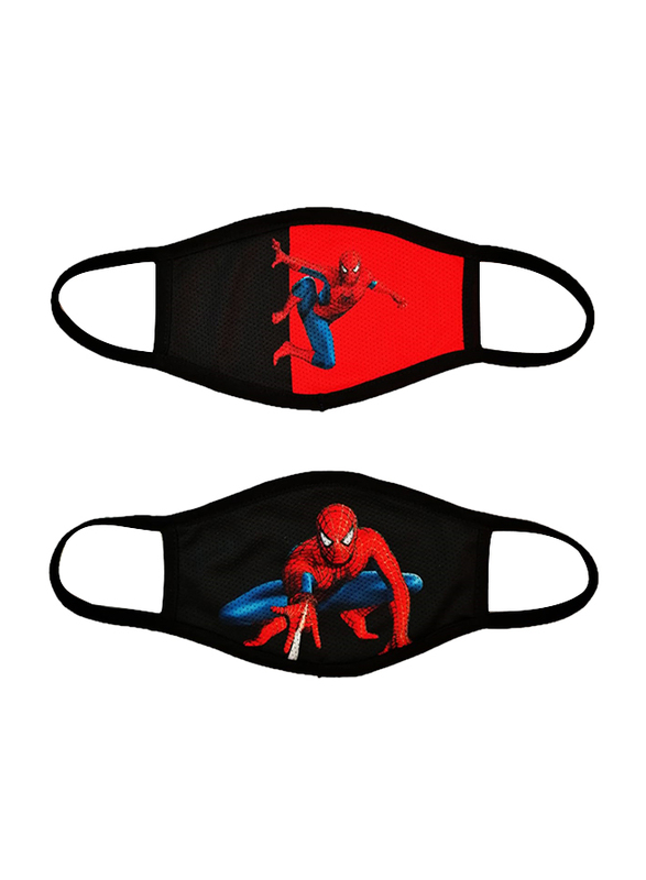 Silver Sword Spiderman Face Mask for Kids, Black/Red, 17cm, 2 Masks