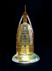 Silver Sword Crystal Gold Plated Burj Al Arab Replica Model, 14.9 x 14 x 28cm, Multicolour