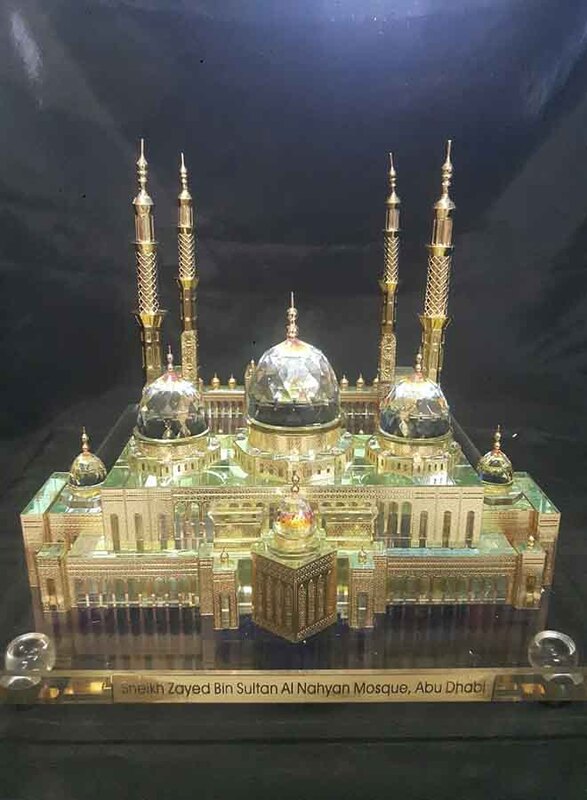 Silver Sword Crystal Gold Plated Sheikh Zayed Mosque Replica Model, 46 x 33 x 26cm, Multicolour