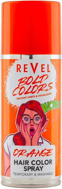 Revel Bold Colors Temporary Orange Hair Colour Spray 150ml, For Men & Women, Hair Color Sprays, Instant Hints, High Lights, All Hair Types