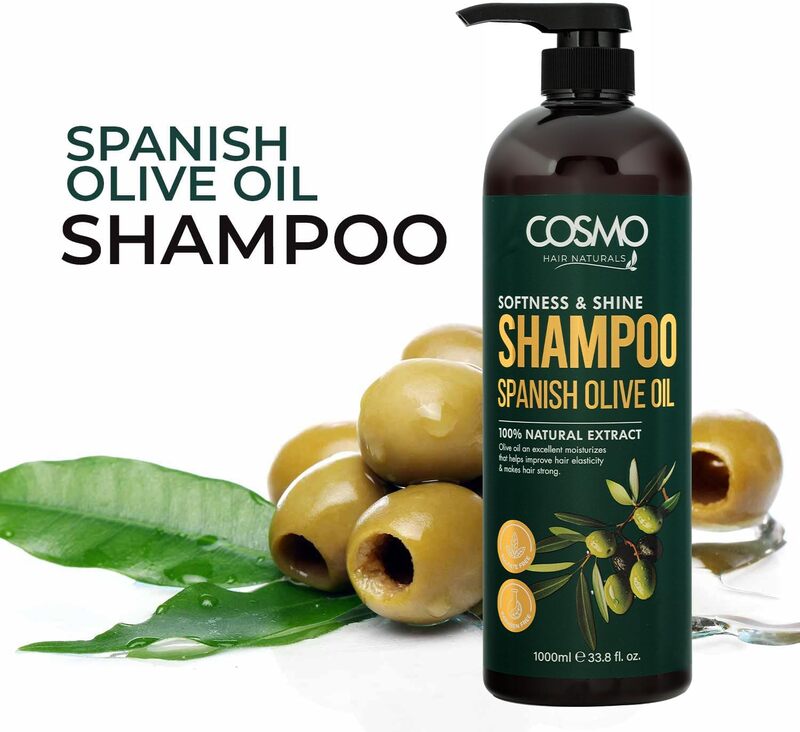 Cosmo Softness and Shine Spanish Olive Oil Shampoo 1000ml, 33.8 fl.oz, For Men & Women