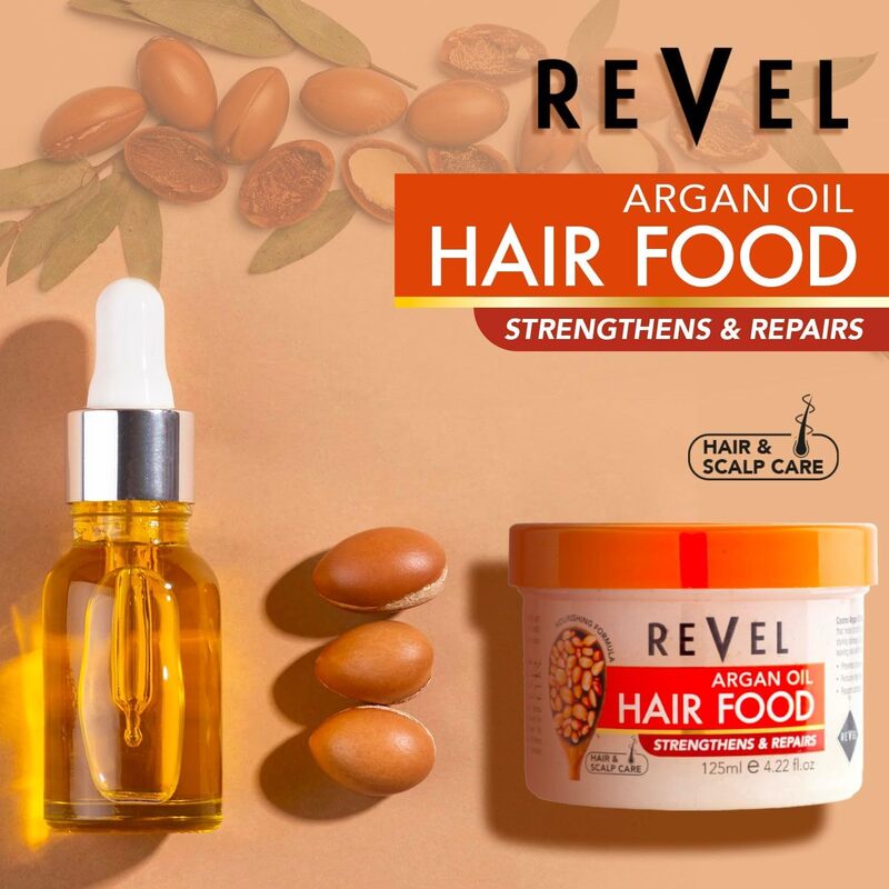 Revel Hairs Care Hair Food Formula For Men & Women 125ml, Reduce Hair Brakeage, Deeply Moisturizing, Leaving It Soft, Smooth, Healthy (Argan Oil)