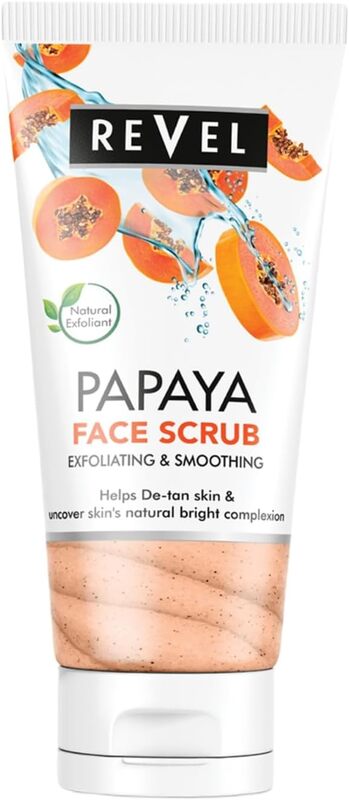 Revel Beauty Skin Care Papaya Face Scrub For Men & Women 150ml, Fruits Scrubber, Exfoliating, Hydration, Restoring Supply, Youthful Glow, Radiant Complexion