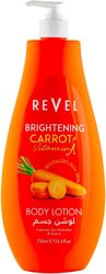 Revel Carrot Whitening Body Lotion 750ml, Natural Carrot Extract and Vitamin E, All Skin Types, Daily Moisturizer Care, for Men and Women