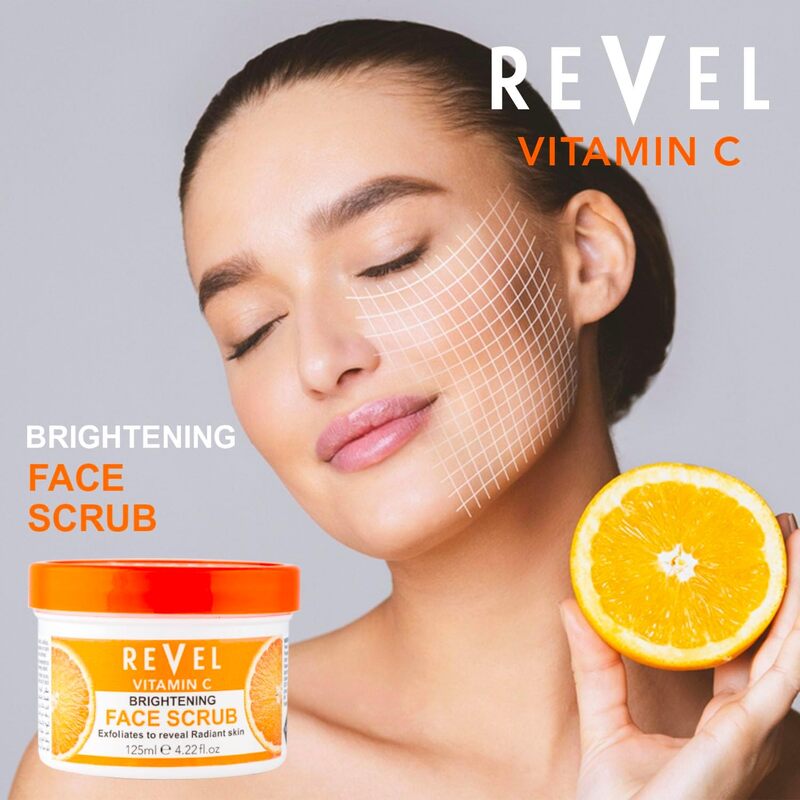 Revel Skin Care Vitamin C Facial Face Scrub For Unisex 125ml, Orange, Expoliates To Reveal Radiant Skin, Deep Cleansing