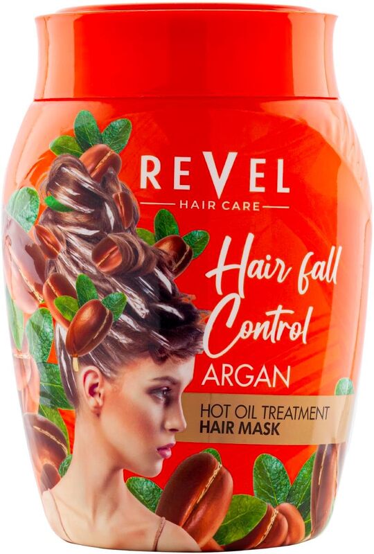 Revel Hair Care Argan Hot Oil Treatment Hair Mask For Unisex 1000ml, Hair Fall Control, Regrowth