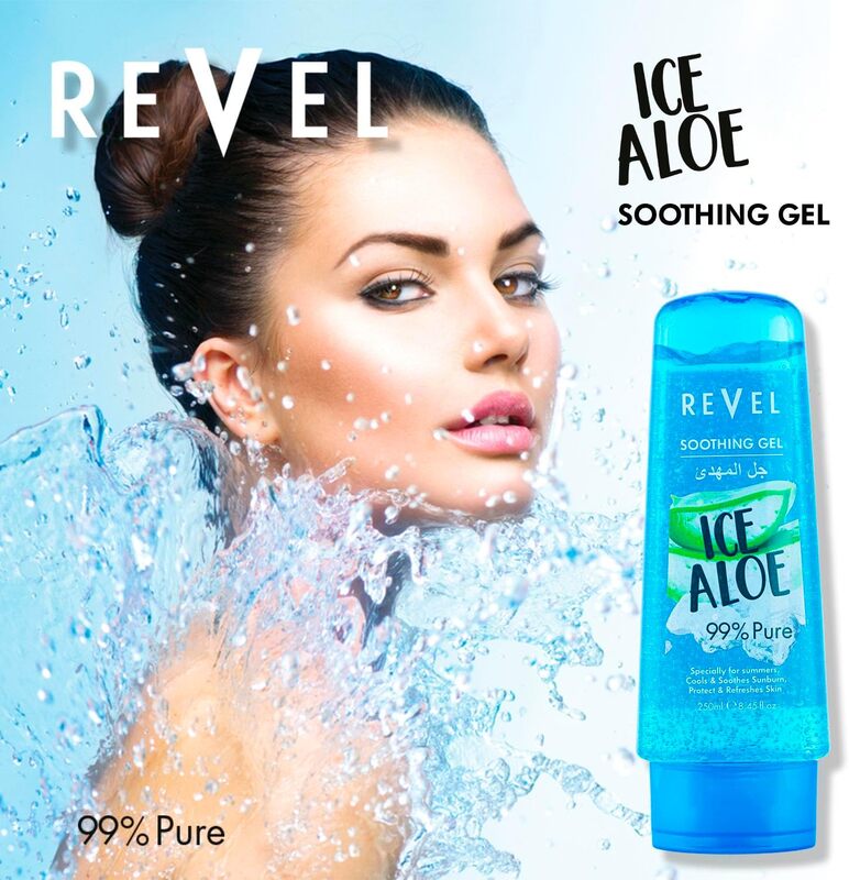 Revel 100% Pure & Natural  Ice Aloe Soothing Gel For Unisex 250ml Blue, Aloe Vera, Moisturizes, Cool, Soother, Sunburn Protection