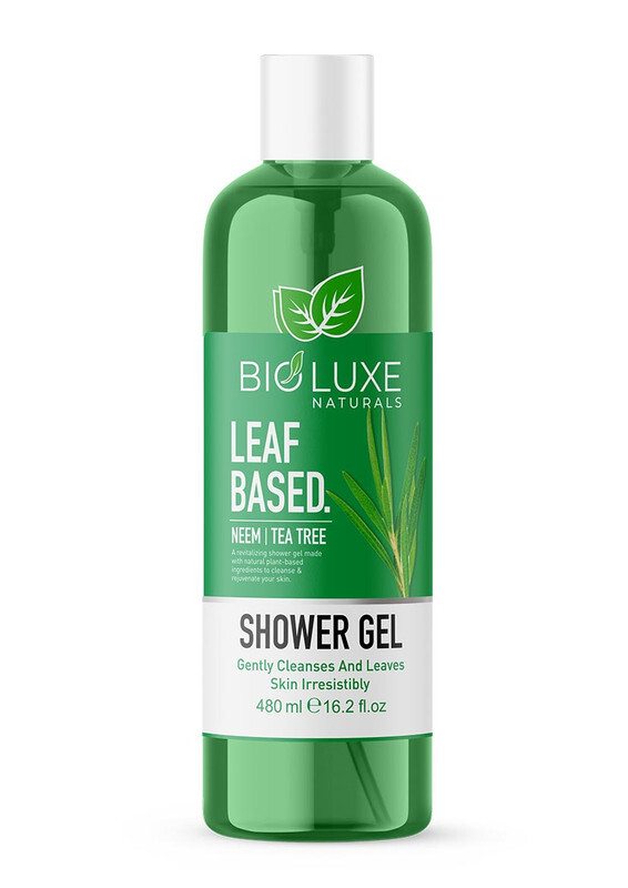 Bioluxe Naturals Leaf Based Shower Gel 480ml, Neem & Tea Tree, Gently Cleanses and Leaves Skin Irresistibly Softn