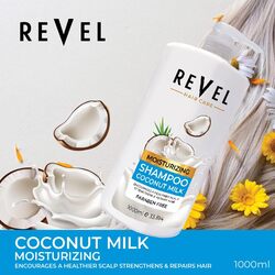 Revel Hair Care Moisturizing Coconut Milk Shampoo 1000ml For Men & Women, Paraben Free