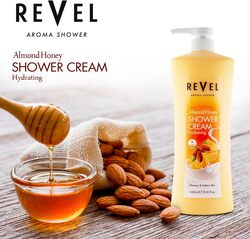 Revel Skin Care Almond Honey Shower Cream For Men and Women 1000ml, Hydrating, Body Wash, Shower Gels, Cleansing