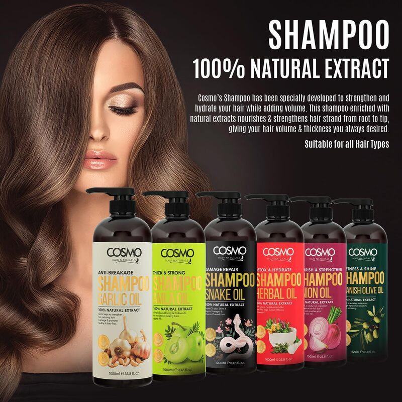 Cosmo Damage Repair Snake Oil Shampoo 1000ml, 33.8 fl.oz, For Men & Women