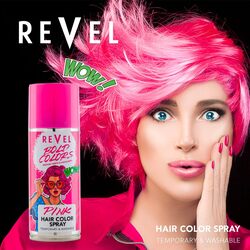 Revel Bold Colors Temporary Pink Hair Colour Spray 150ml, For Men & Women, Hair Color Sprays, Instant Hints, High Lights, All Hair Types