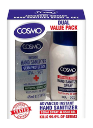 Cosmo Dual Pack Advanced Hand Sanitizer Spray 100ml + Gel 65ml, 2 Pieces