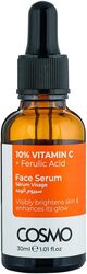 Cosmo 10% Vitamin C + Ferulic Acid Visibly Brightens Skin & Enhances Its Glow Face Serum 30ml, For Men & Women, Skins Care, Dull Skin, Dark Spot, Uneven Skin Tone, All Skin Types