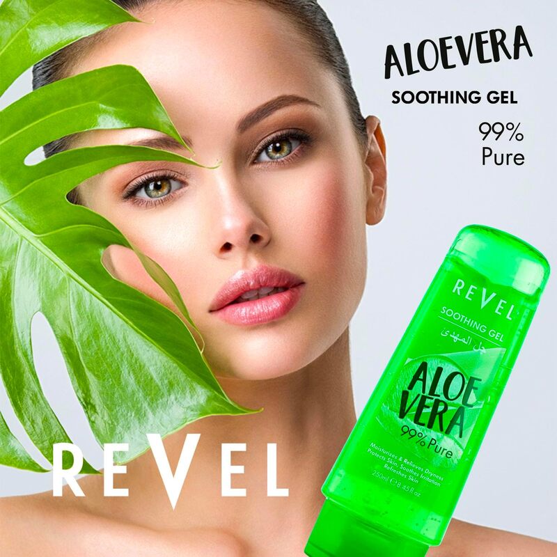 Revel 100% Pure & Natural Aloe Vera Moisturizing Soothing Gel For Unisex 250ml Green, Moisturizes, Relieves Redness