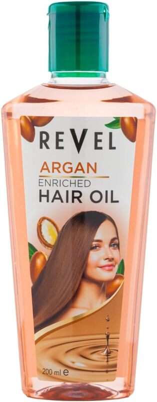 Revel Naturals Argan Enriched Hair Oil 200 Ml, Provides Volume & Thickness, Hairs Care, Bath & Body, Treatments