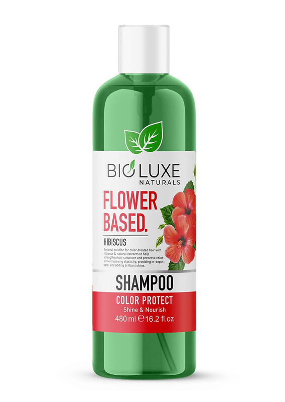 Bioluxe Naturals Flower Based Hair Shampoo 480ml, Hibiscus, Colour Protect, Hair Care